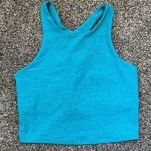 beyond yoga blue spacedye refocus crop tank